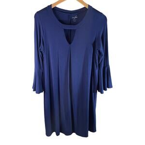 Alya Women's Bell Sleeve Cut Out Mini Dress Blue Size Small